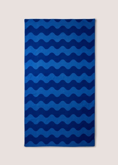 Blue Wavy Stripe Extra Large Beach Towel