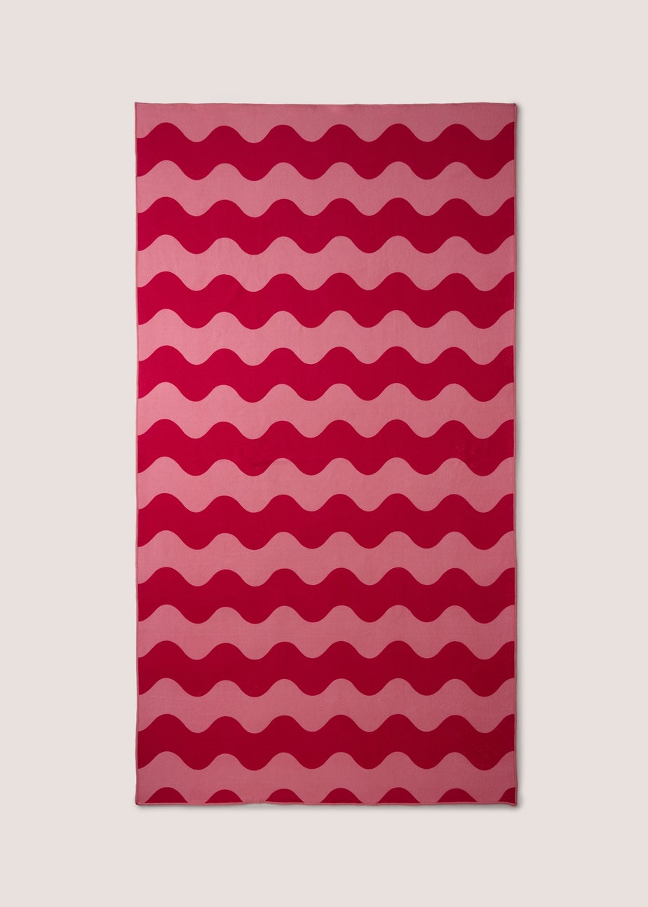 Pink Wavy Extra Large Beach Towel