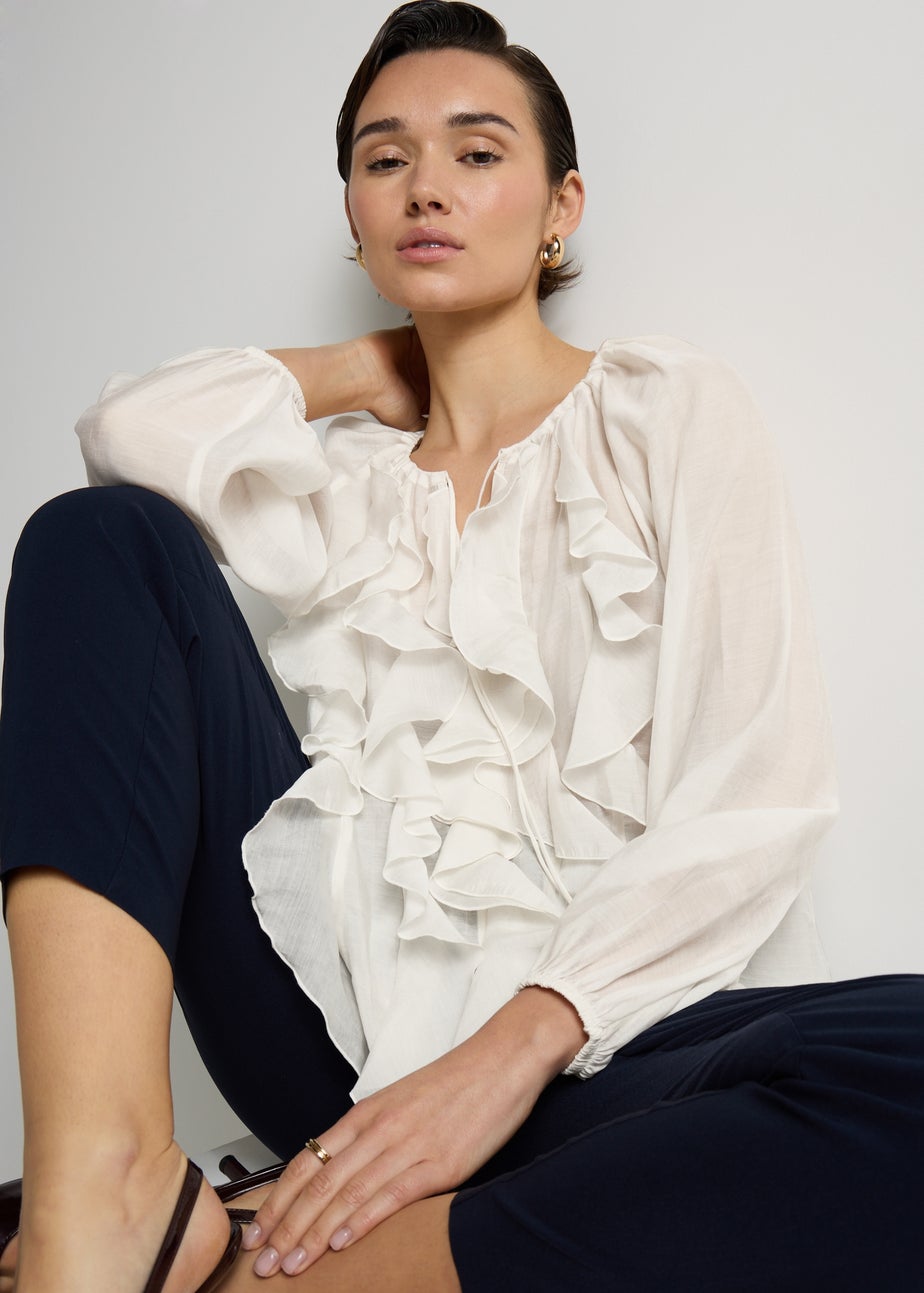 Et Vous Cream Statement Frill Blouse