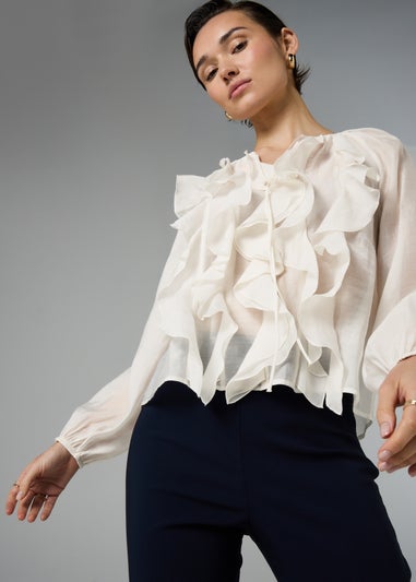 Et Vous Cream Statement Frill Blouse
