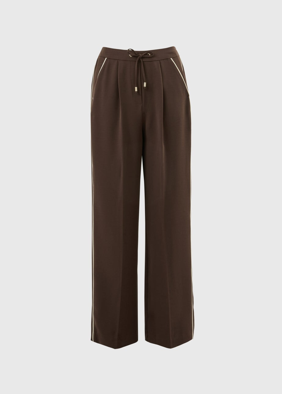 Et Vous Chocolate Brown Side Stripe Trousers