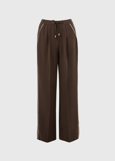 Et Vous Chocolate Brown Side Stripe Trousers