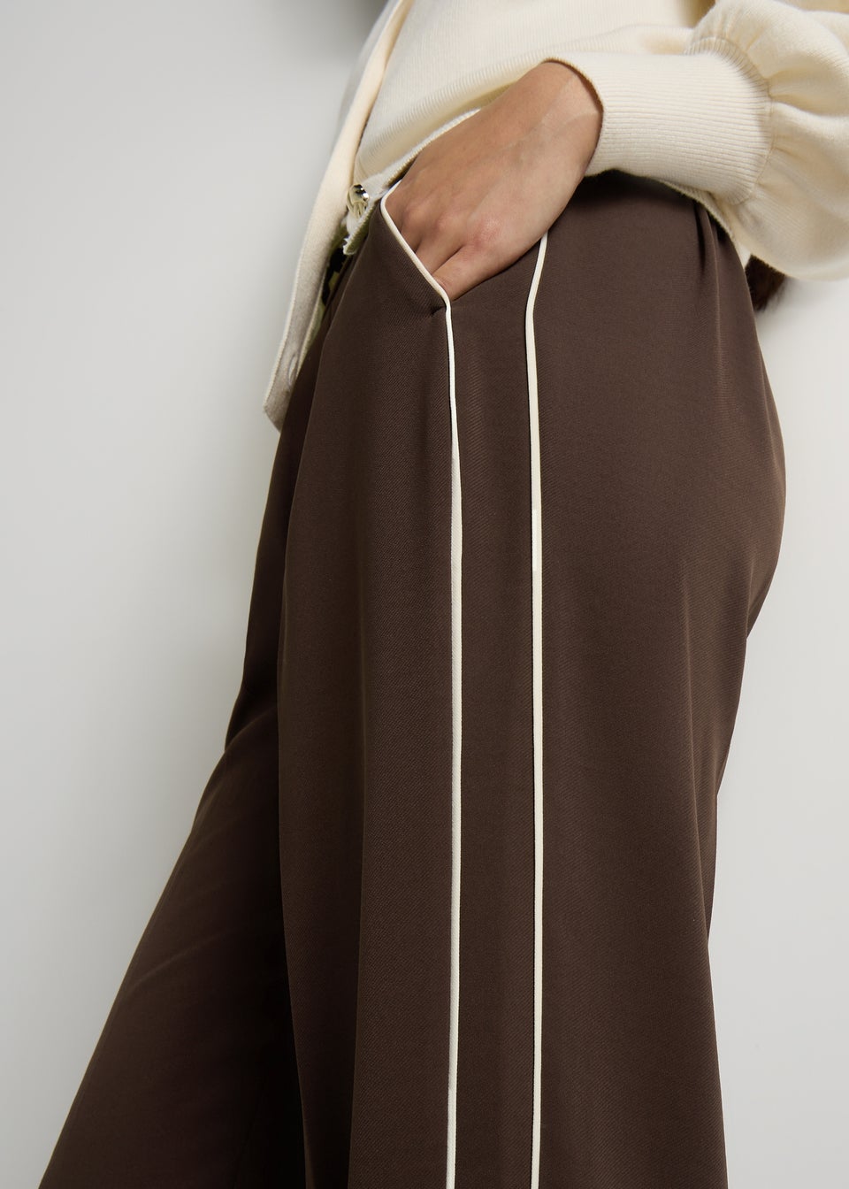 Et Vous Chocolate Brown Side Stripe Trousers