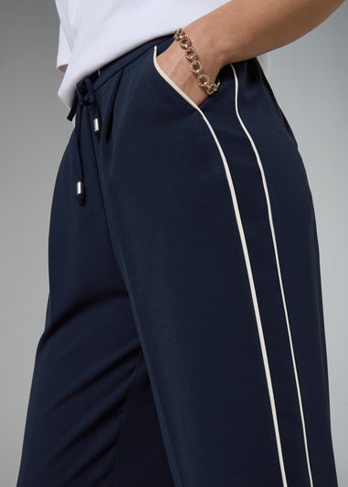 Et Vous Navy Side Stripe Trousers