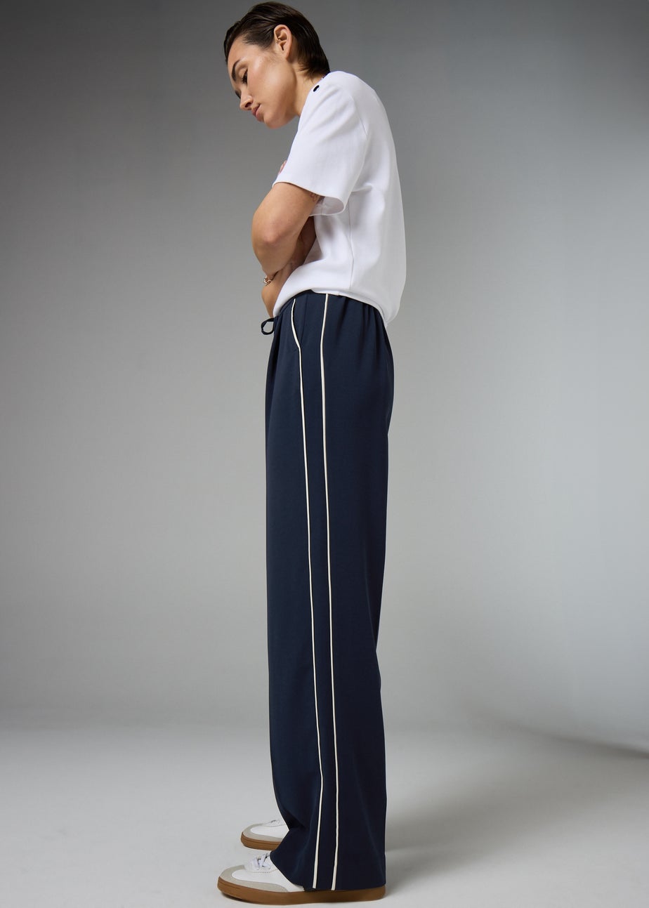 Et Vous Navy Side Stripe Trousers