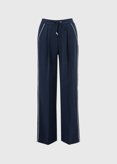 Et Vous Navy Side Stripe Trousers