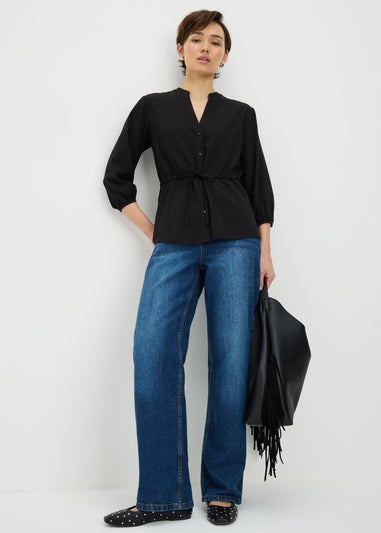 Black Clipper Tie Waist Shirt