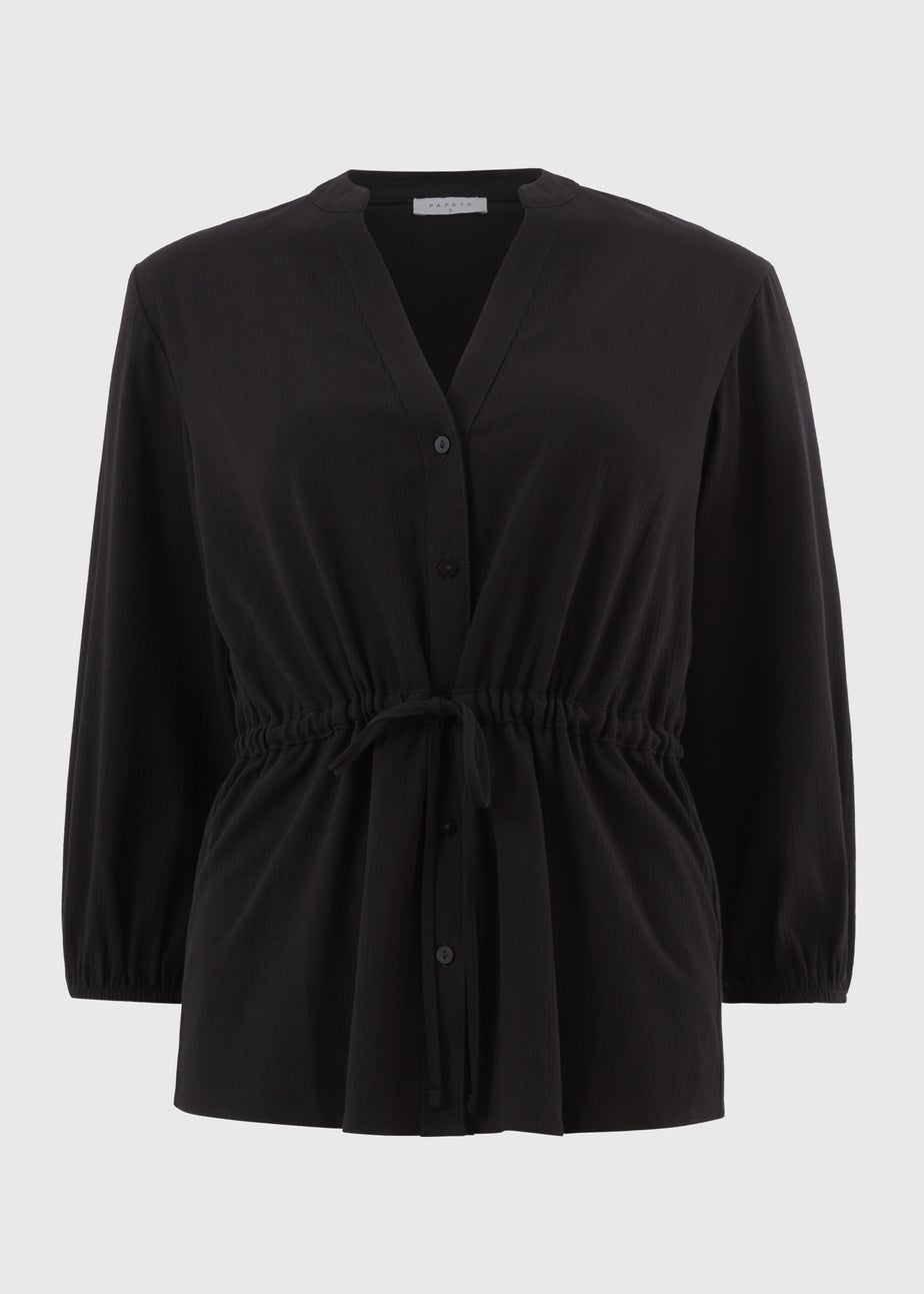 Black Clipper Tie Waist Shirt