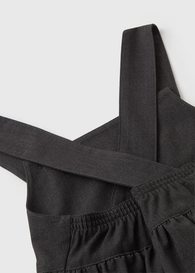 Girls Grey Bow Pocket Pinafore Dress (4-9yrs)