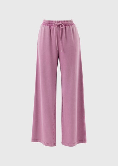 Raspberry Acid Wash Wide Leg Jogging Bottoms
