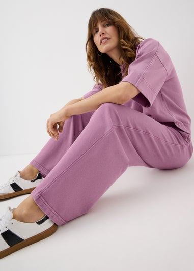 Raspberry Acid Wash Wide Leg Jogging Bottoms