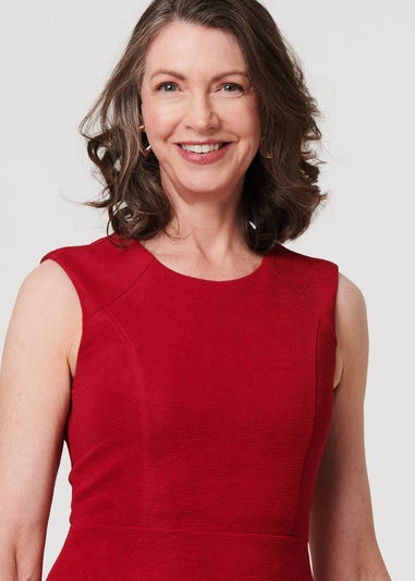 Izabel London Red Textured Sleeveless Short Skater Dress