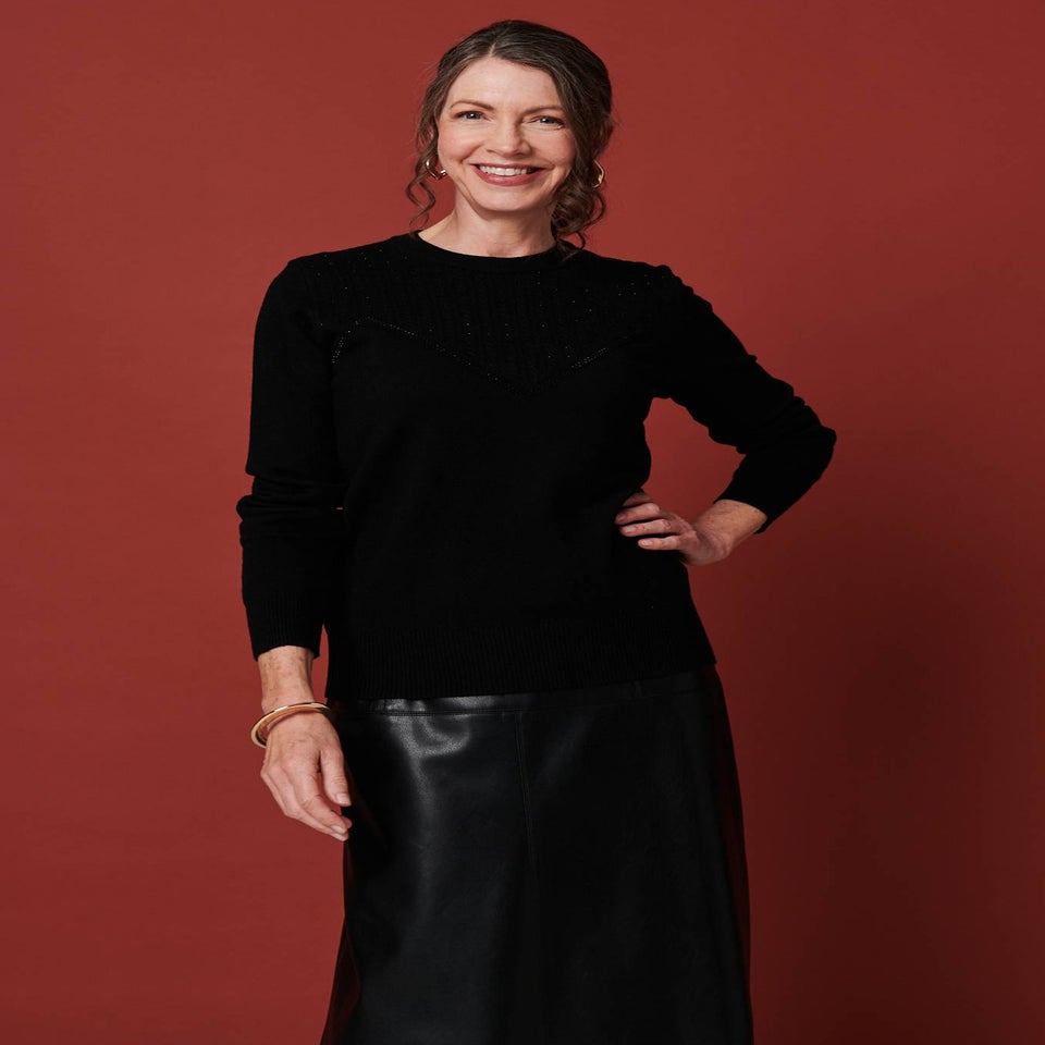 Izabel London Black Textured Knit Slim Fit Jumper