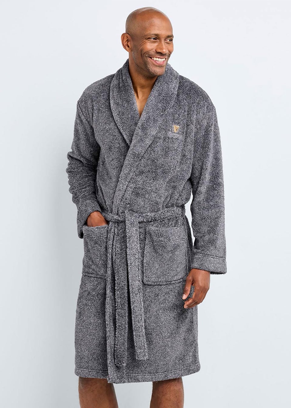 Cotton Traders Grey Marl Guinness Fleece Dressing Gown