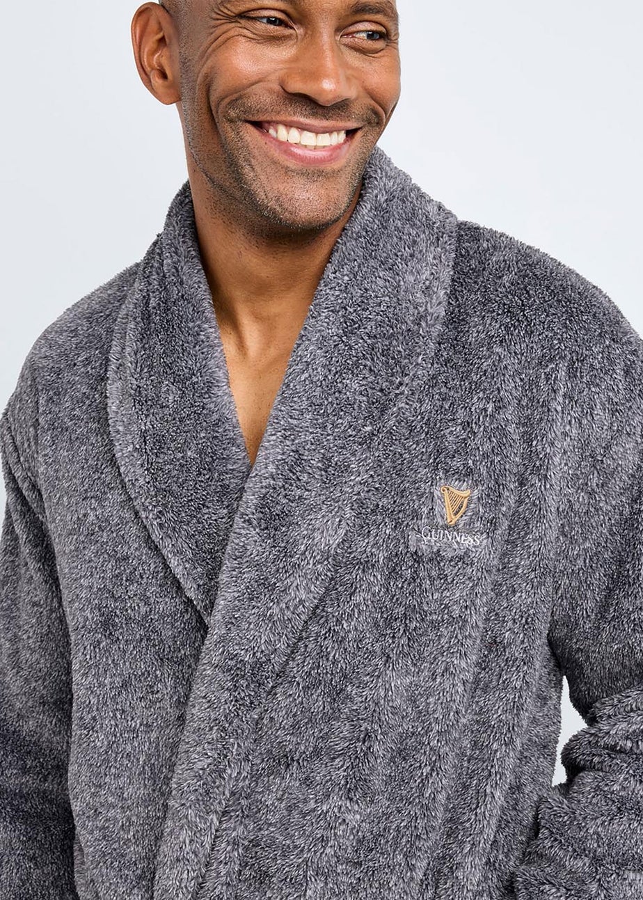 Cotton Traders Grey Marl Guinness Fleece Dressing Gown