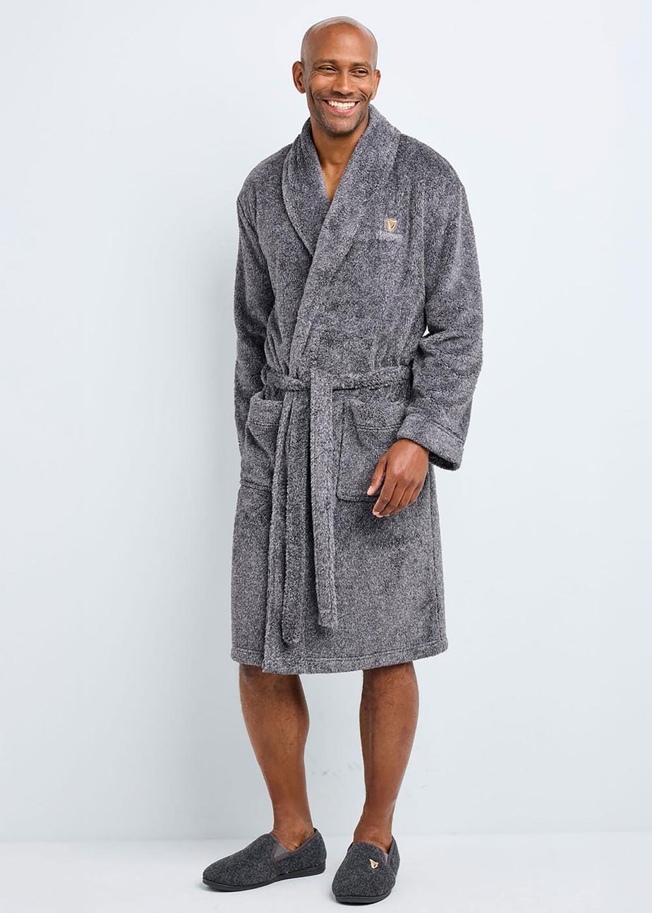 Cotton Traders Grey Marl Guinness Fleece Dressing Gown