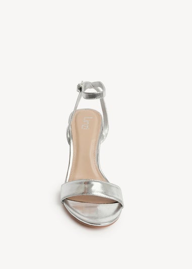 Linzi Trance Silver Faux Leather Block Heel