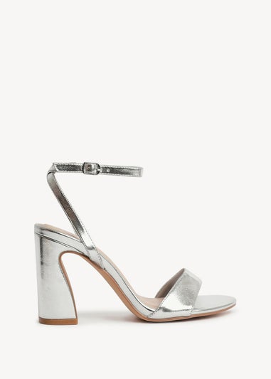 Linzi Trance Silver Faux Leather Block Heel