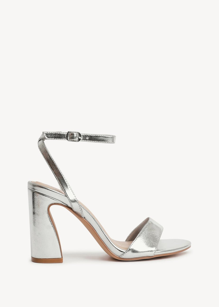 Linzi Trance Silver Faux Leather Block Heel