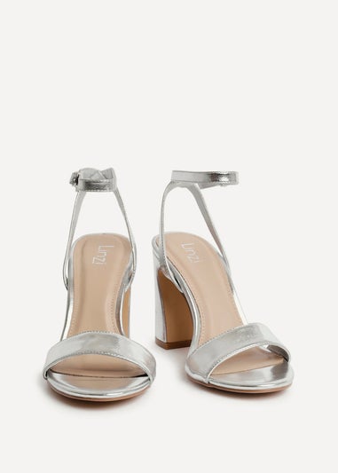 Linzi Trance Silver Faux Leather Block Heel