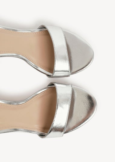 Linzi Trance Silver Faux Leather Block Heel