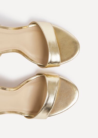 Linzi Trance Gold Faux Leather Block Heel