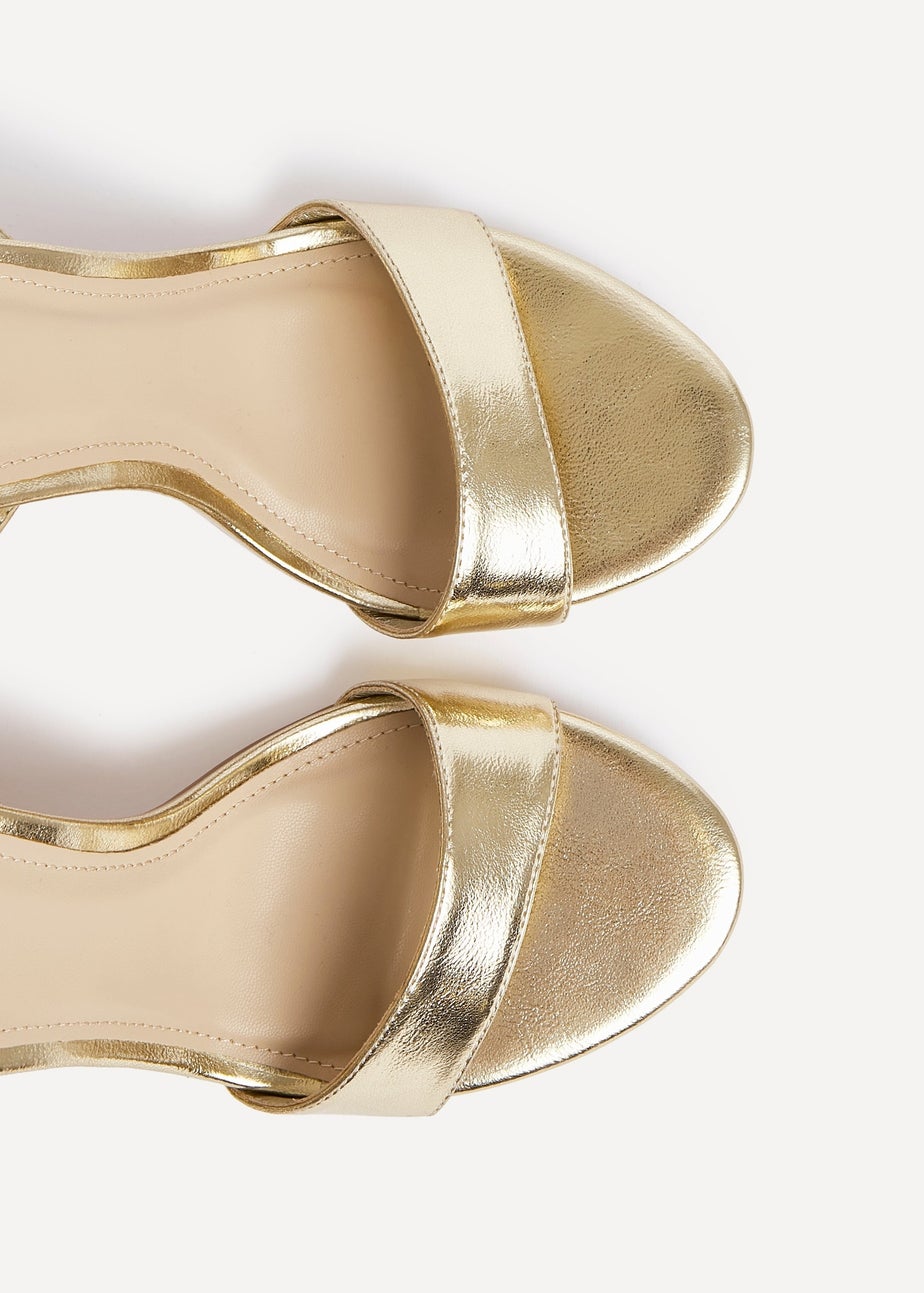 Linzi Trance Gold Faux Leather Block Heel