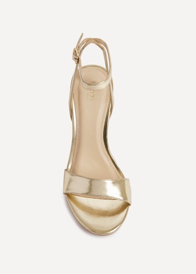 Linzi Trance Gold Faux Leather Block Heel