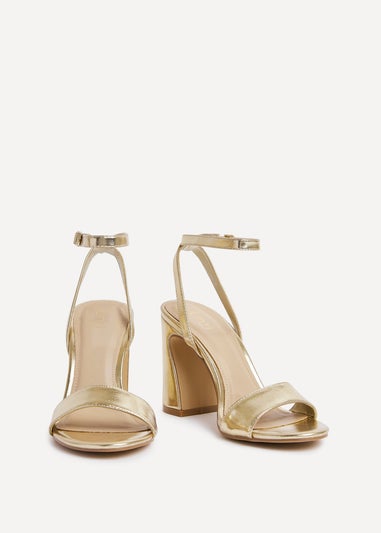Linzi Trance Gold Faux Leather Block Heel