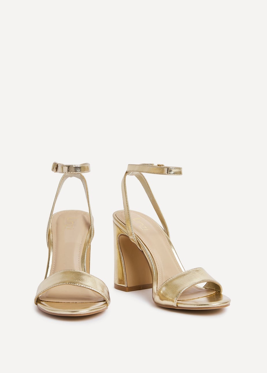 Linzi Trance Gold Faux Leather Block Heel