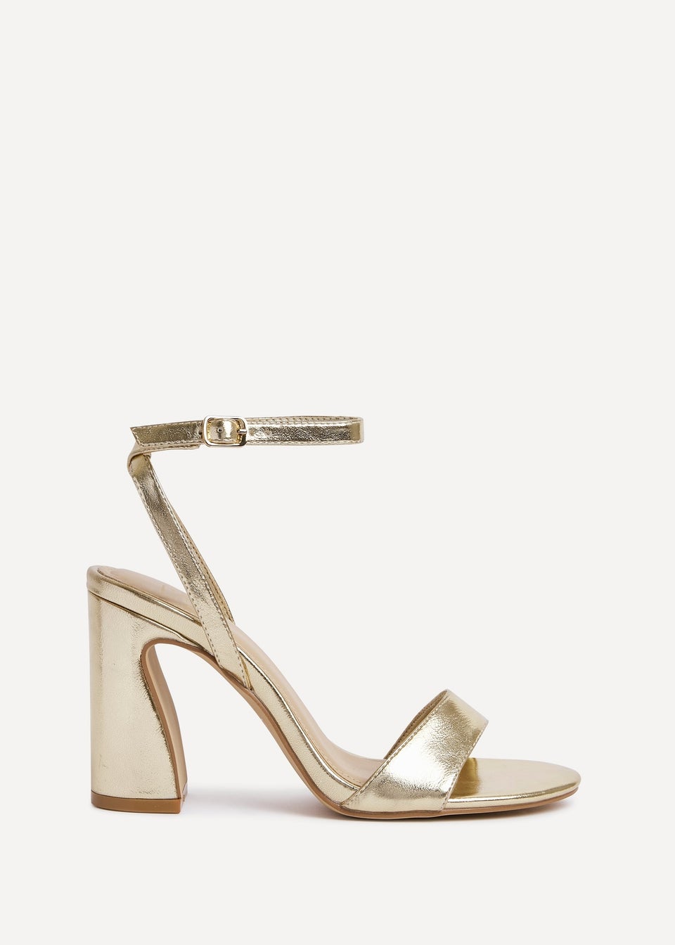 Linzi Trance Gold Faux Leather Block Heel