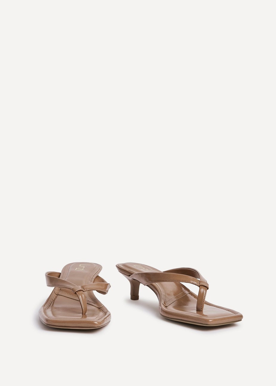 Linzi Potential Caramel Faux Leather Toe Post Kitten Heel