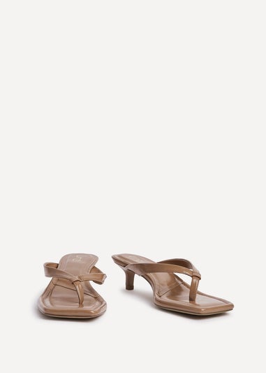 Linzi Potential Caramel Faux Leather Toe Post Kitten Heel