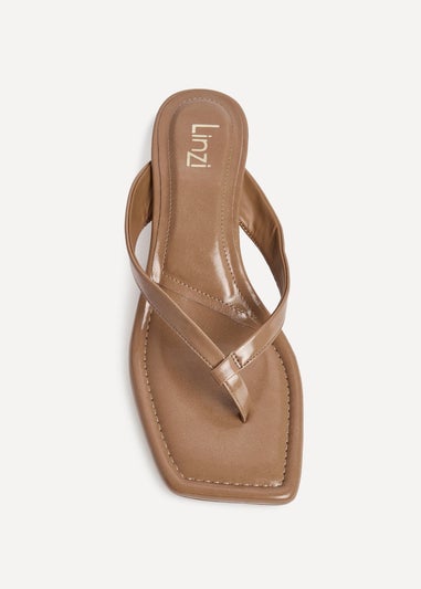 Linzi Potential Caramel Faux Leather Toe Post Kitten Heel