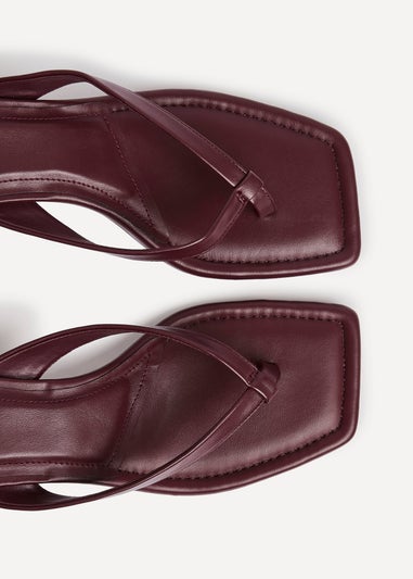 Linzi Potential Burgundy Faux Leather Toe Post Kitten Heel