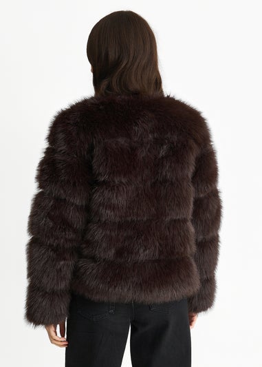 Gini London Chocolate Soft Touch Fur Jacket