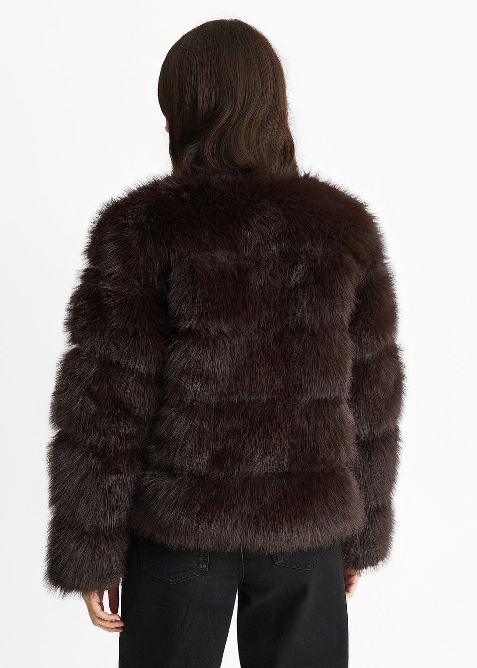 Gini London Chocolate Soft Touch Fur Jacket
