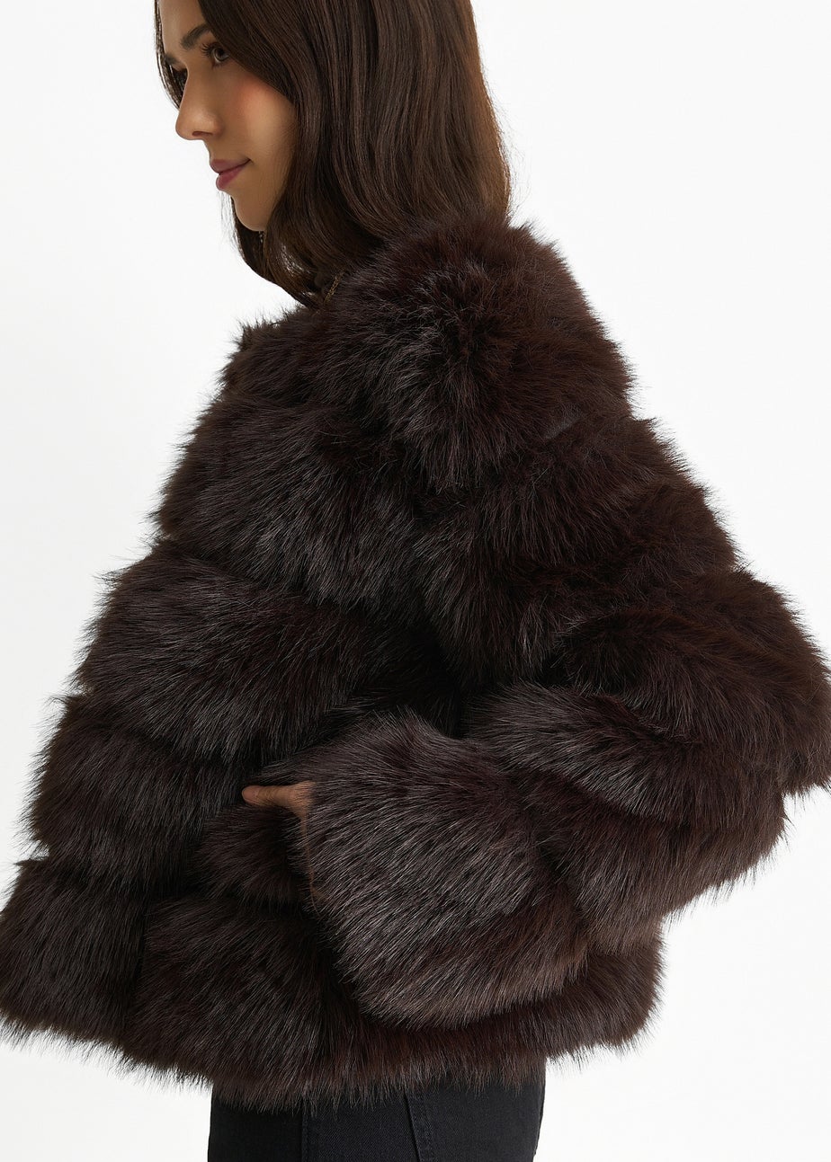 Gini London Chocolate Soft Touch Fur Jacket