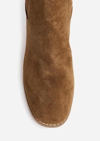 Linzi Rodeo Tan Faux Suede Western Long Block Heeled Boot