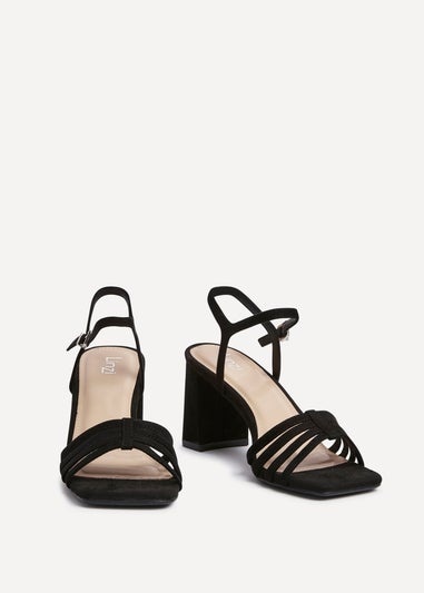 Linzi Annie Black Faux Suede Strappy Block Heel