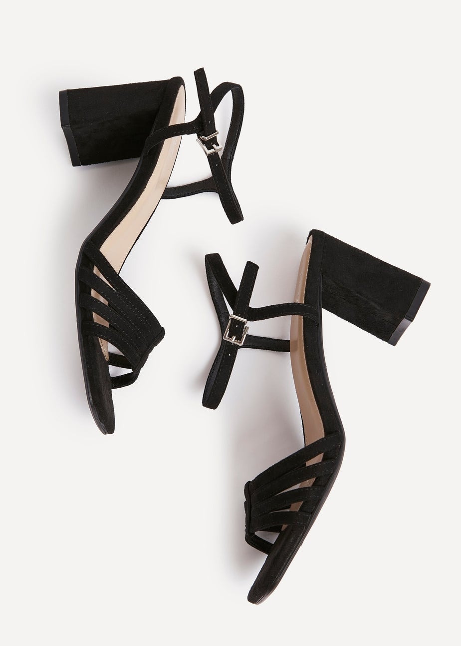 Linzi Annie Black Faux Suede Strappy Block Heel