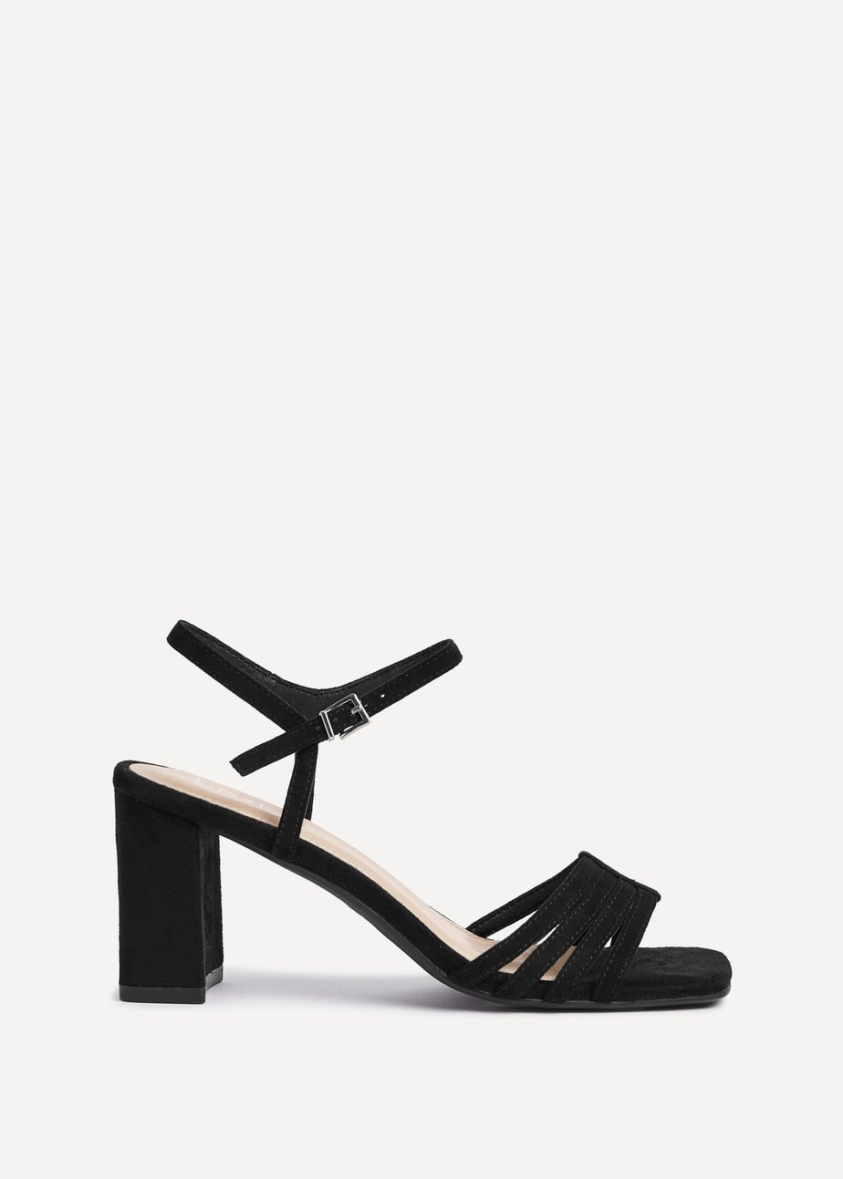 Linzi Annie Black Faux Suede Strappy Block Heel