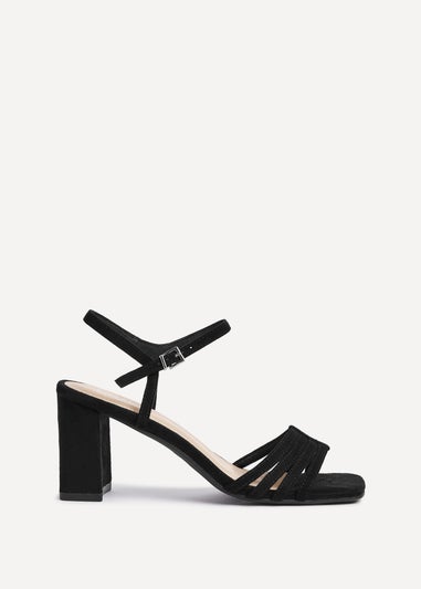 Linzi Annie Black Faux Suede Strappy Block Heel