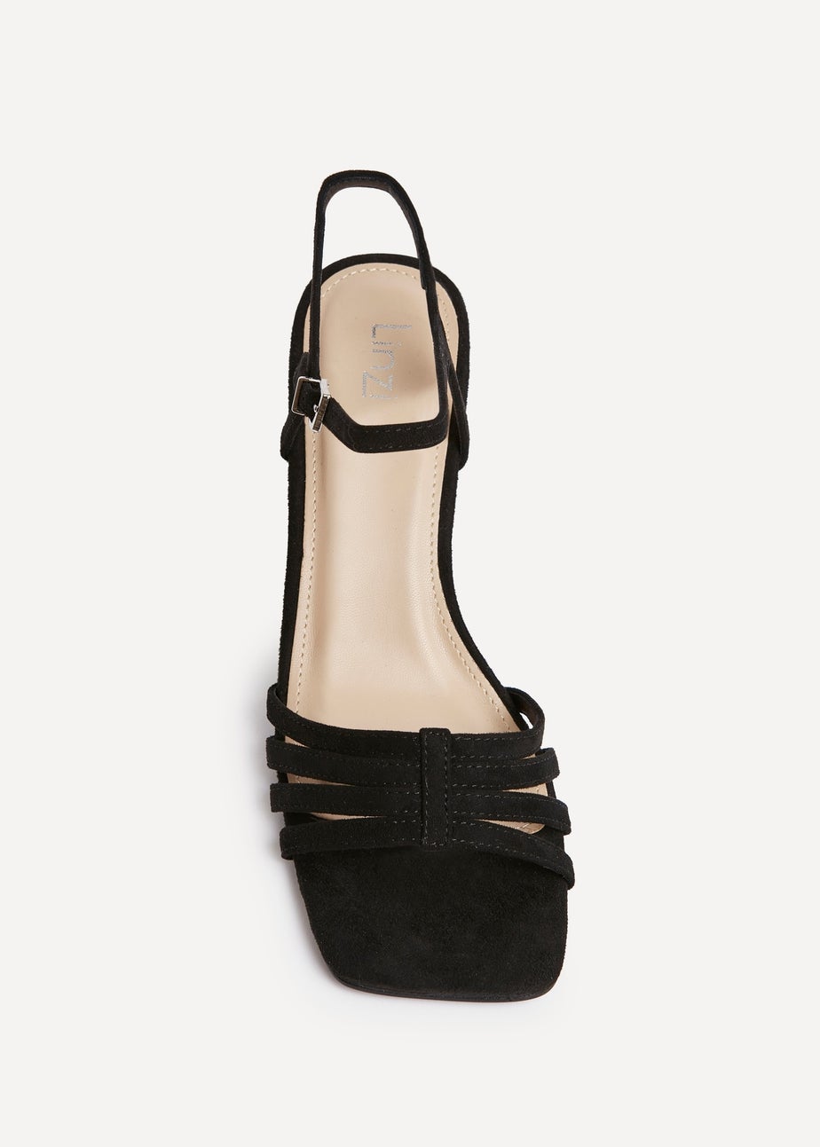 Linzi Annie Black Faux Suede Strappy Block Heel