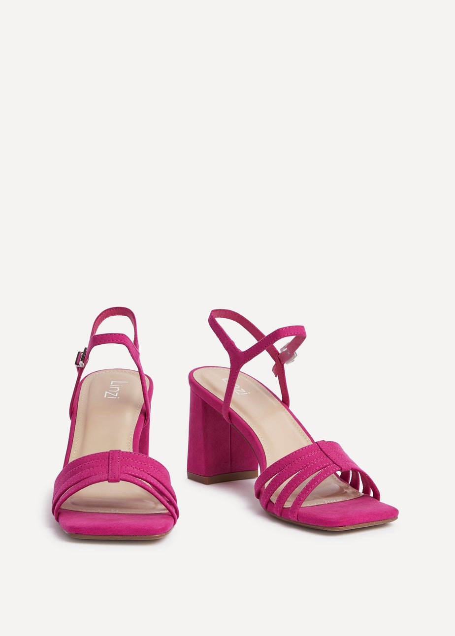 Linzi Annie Fuchsia Faux Suede Strappy Block Heel