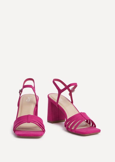 Linzi Annie Fuchsia Faux Suede Strappy Block Heel