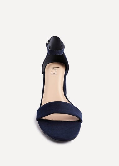 Linzi Legacy Wide Fit Navy Suede Closed Black Block Heel
