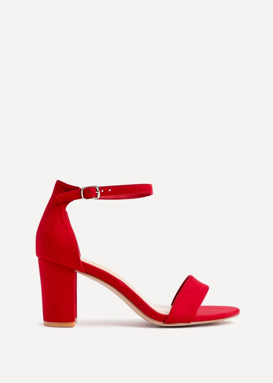 Linzi Legacy Wide Fit Red Suede Closed Black Block Heel