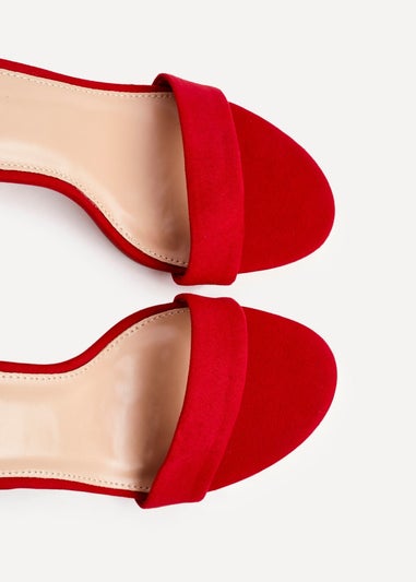 Linzi Legacy Wide Fit Red Suede Closed Black Block Heel