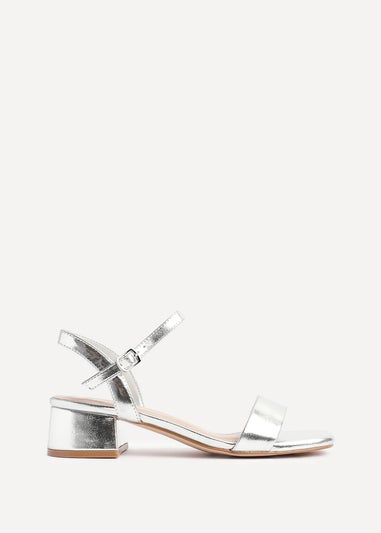 Linzi Tillie Silver Faux Leather Low Block Heel
